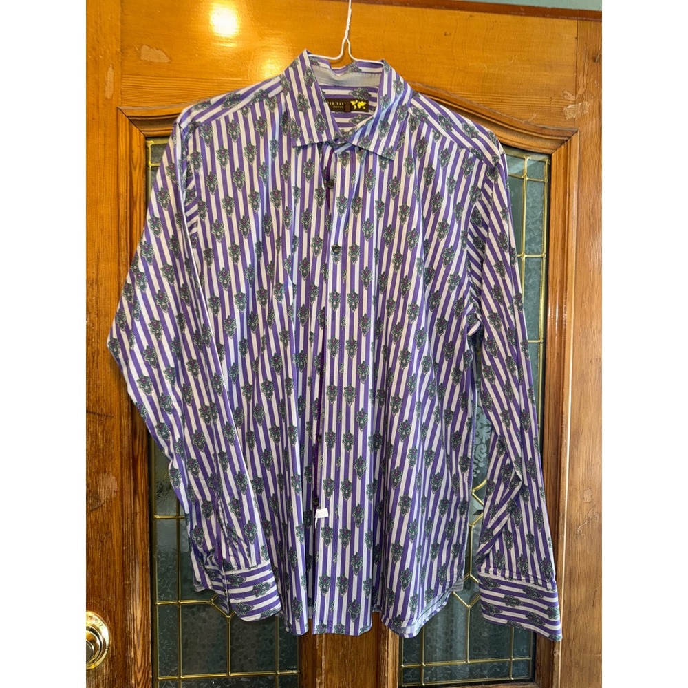 Ted Baker men's long sleeve dress shirt, purple‎ size 17 neck
